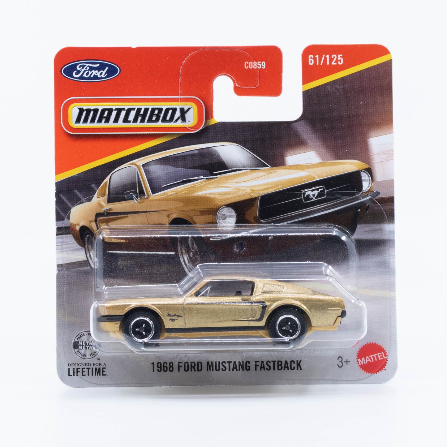 Matchbox 1968 Ford Mustang Fastback gold 1:64 diecast car