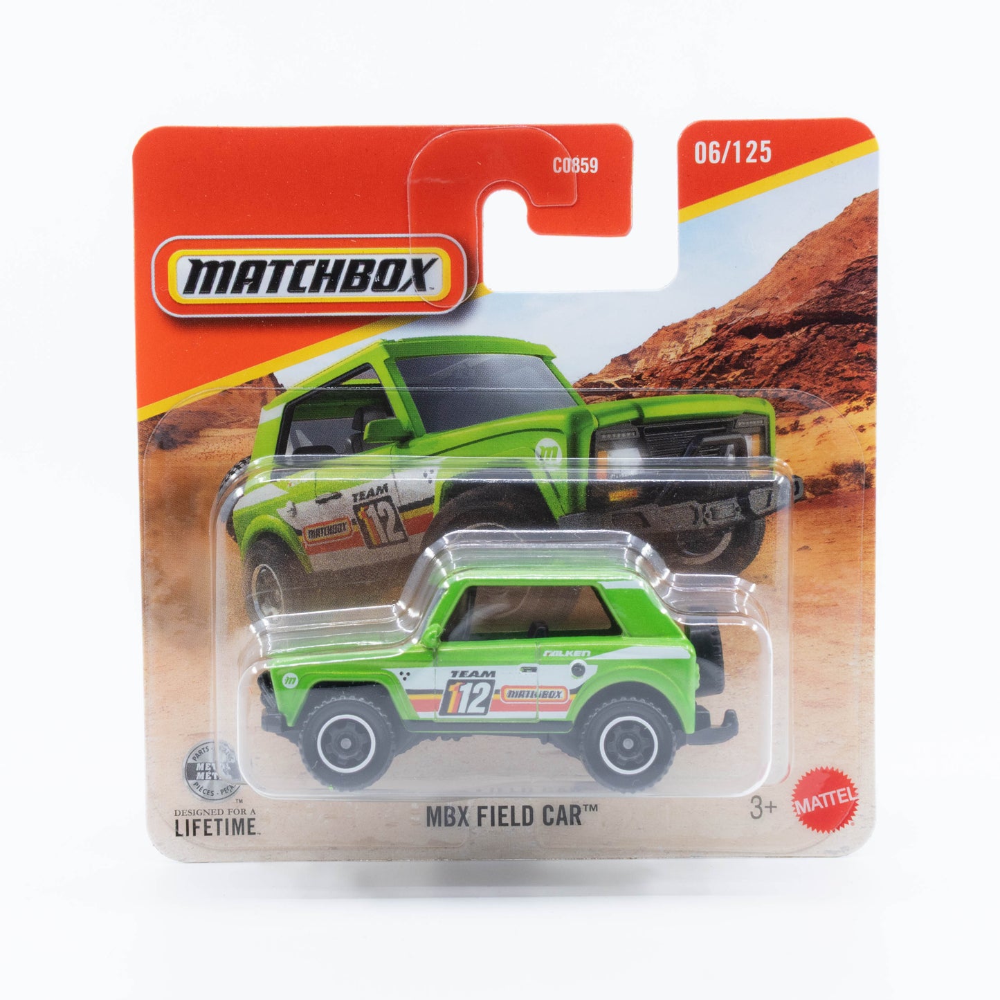 Matchbox 1:64 MBX Field Car green rural utility vehicle die-cast model.