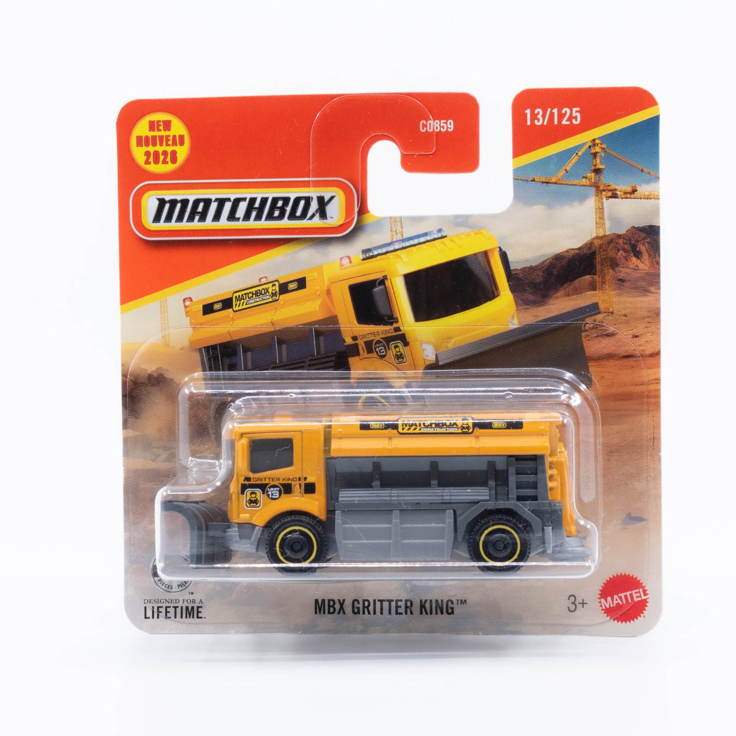 Matchbox 1:64 MBX Gritter King new basic winter road gritting service truck.