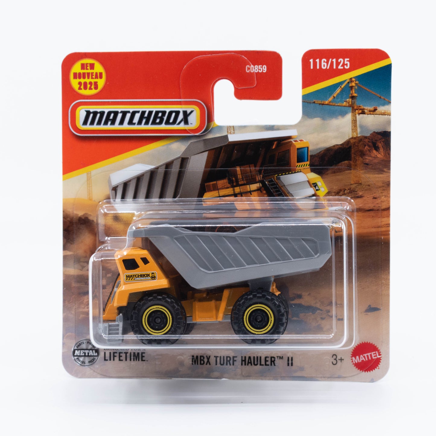 1:64 Matchbox MBX Turf Hauler II – original dump truck die-cast utility vehicle model.