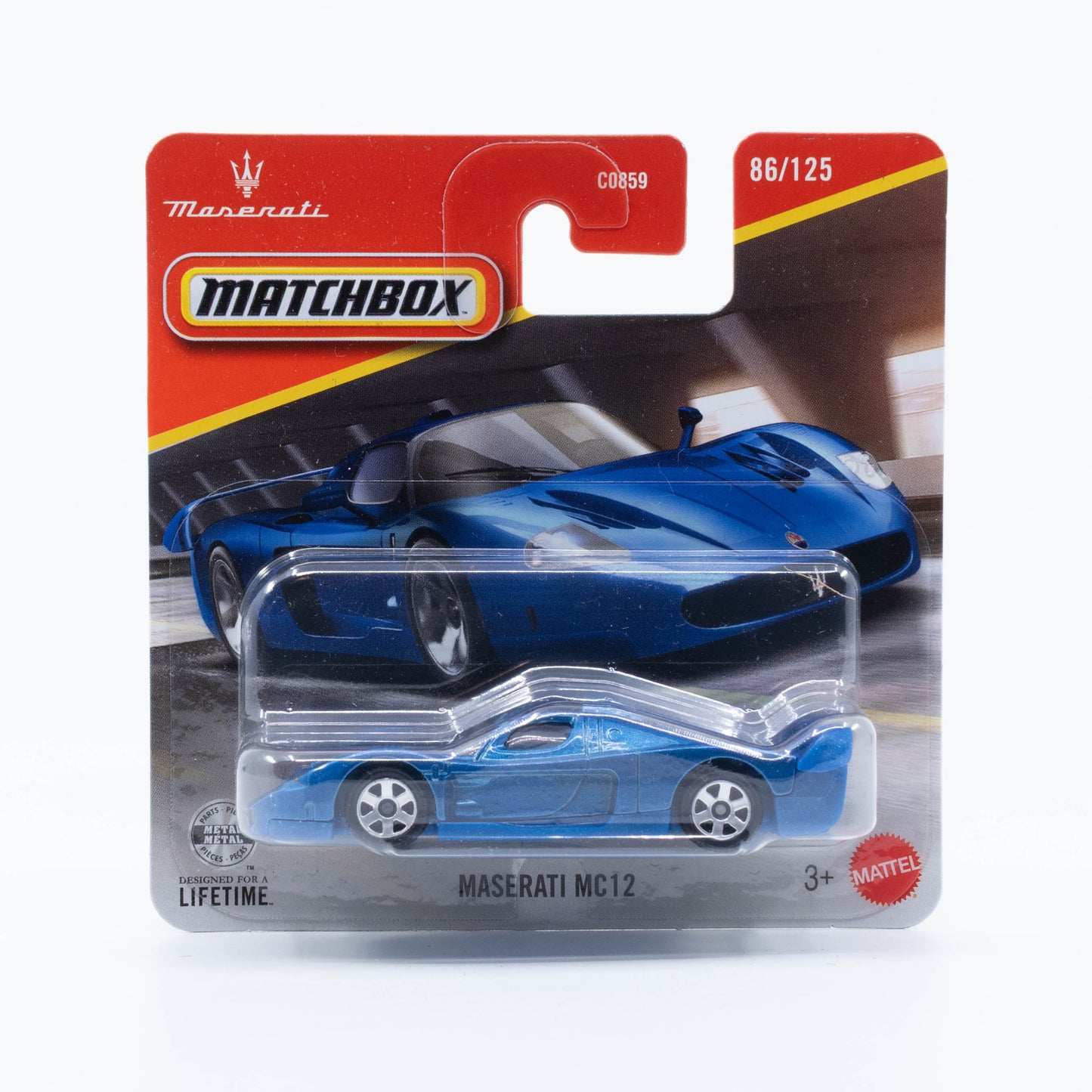 Matchbox Maserati MC12 in blue.