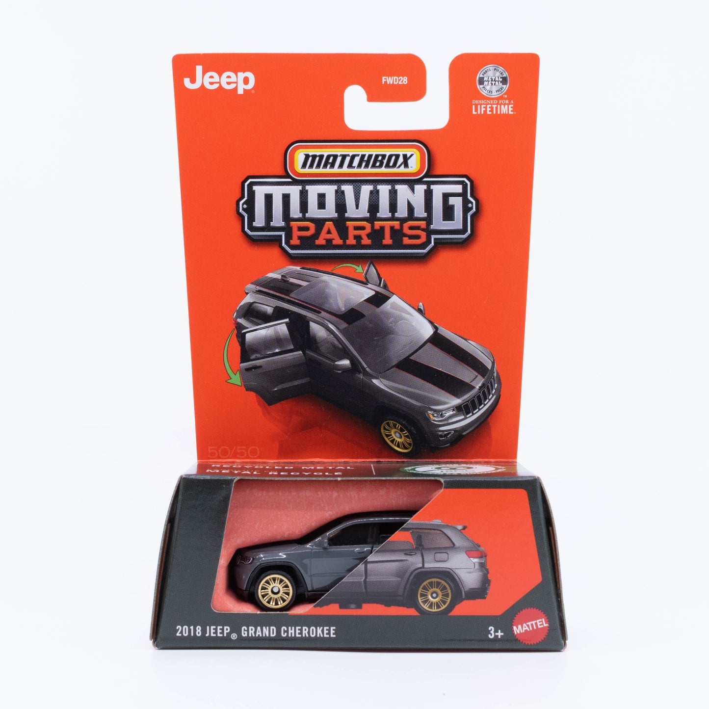 Matchbox Moving Parts 2018 Jeep Grand Cherokee with opening front doors.