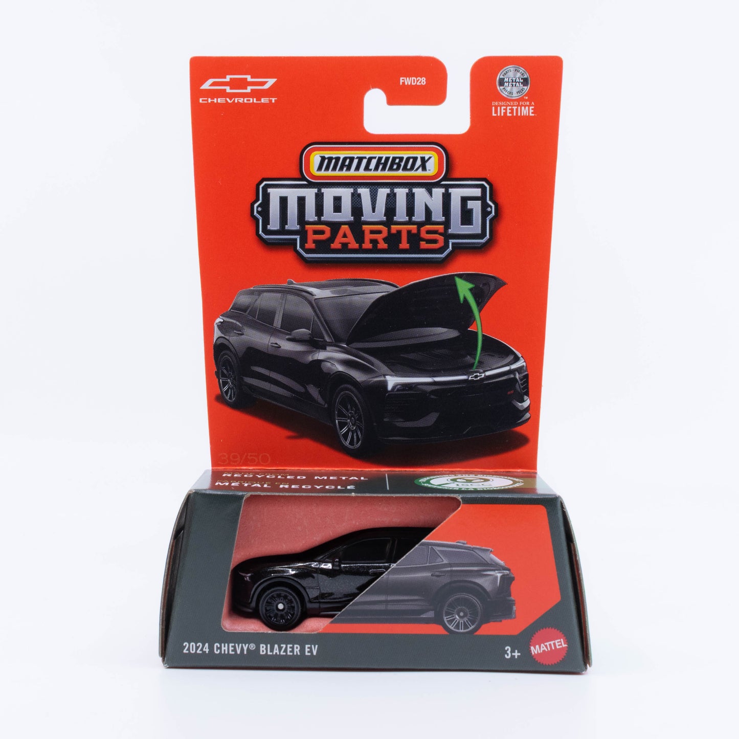 Matchbox Moving Parts 2024 Chevrolet Blazer EV black opening hood 1:64