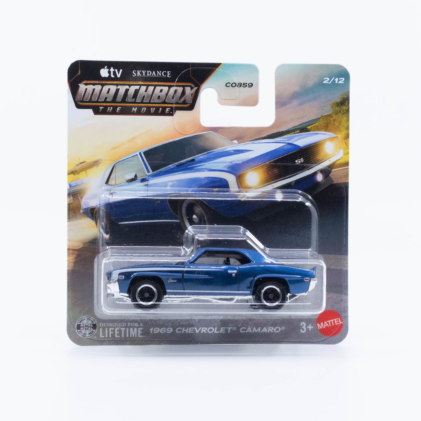 Matchbox The Movie 1969 Chevrolet Camaro classic American muscle car in 1:64 scale.