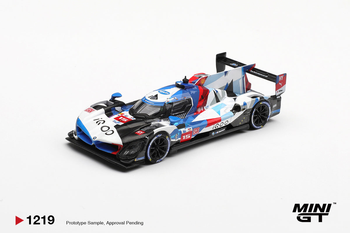 Mini GT 1:64 BMW M Hybrid V8 #15 BMW Team WRT Le Mans 2025 diecast model. Front