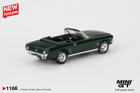 1:64 Mini GT Ford Mustang Convertible Highland Green 1964 – classic open-top die-cast model with new tooling. Back