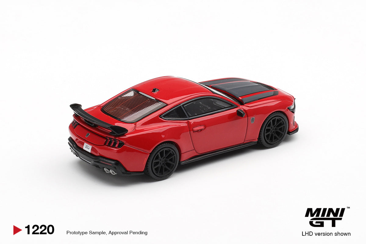 Mini GT 1:64 Ford Mustang Dark Horse Race Red 2025 diecast model. Back