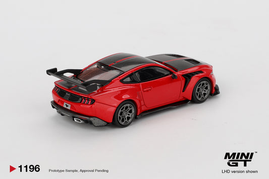 Mini GT 1:64 Ford Mustang GTD 2025 Race Red modern American track-focused supercar model. Back