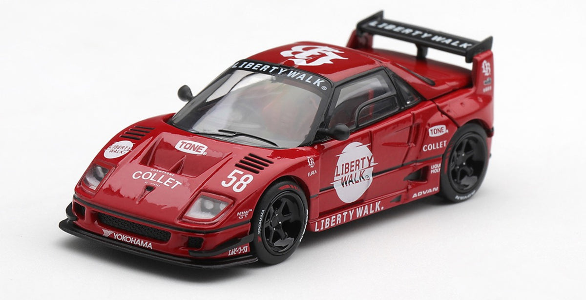 Mini GT Mazda AZ-1 Liberty Walk LB40 in Hinomaru Red.