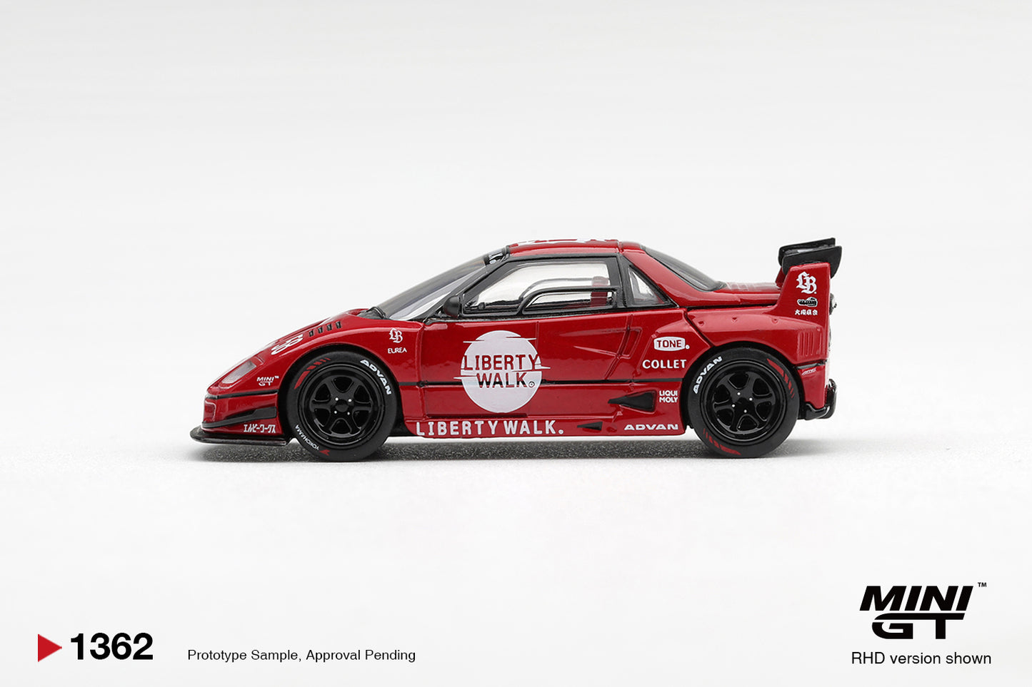 Mini GT Mazda AZ-1 Liberty Walk LB40 in Hinomaru Red.