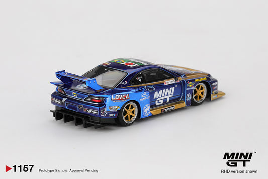 1:64 Mini GT Nissan Silvia S15 LB-Super Silhouette #555 Team Mini GT Liberty Walk Formula Drift 2025 – drift-spec die-cast model. Back