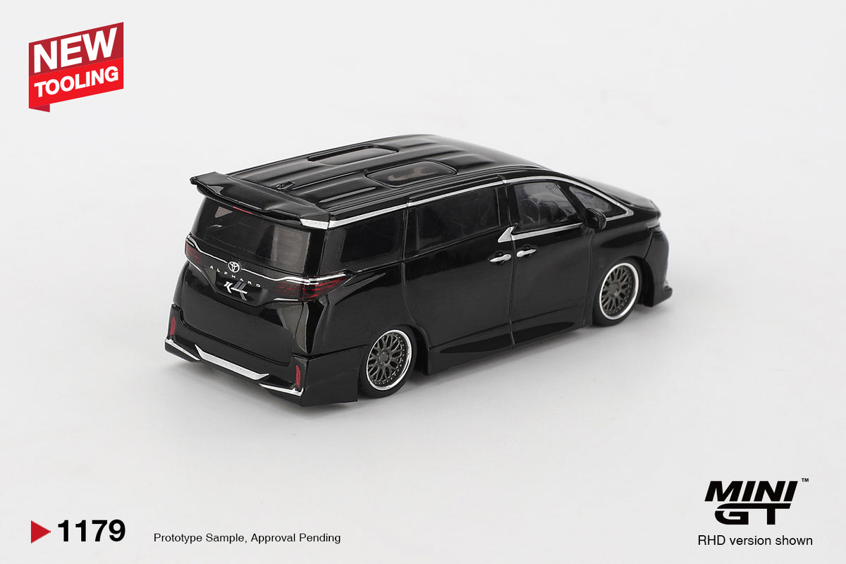 Mini GT 1:64 Toyota Alphard 40 2025 black diecast model. Back