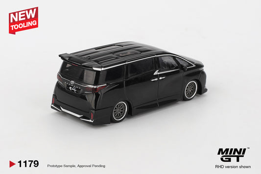 Mini GT 1:64 Toyota Alphard 40 2025 black diecast model. Back