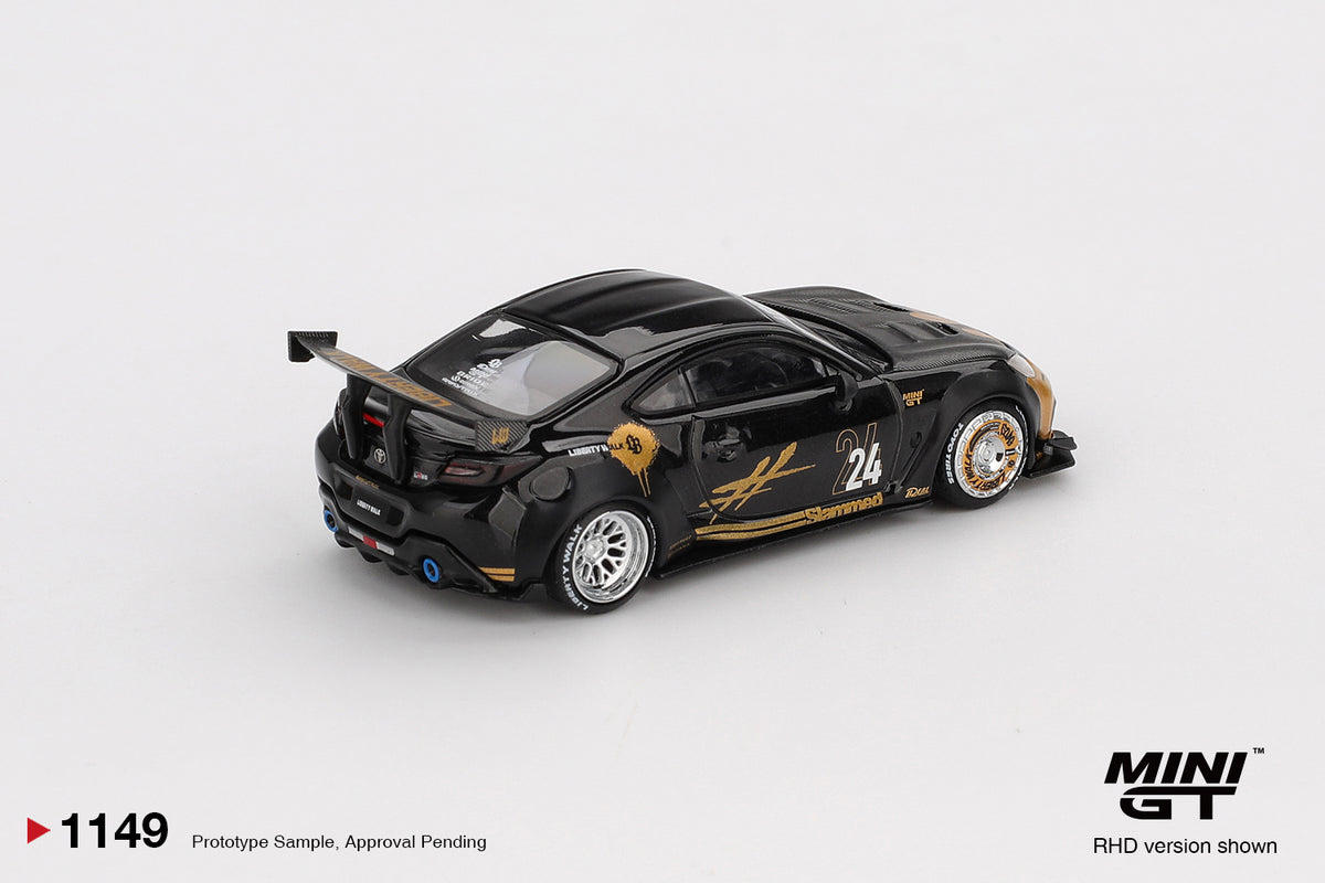 1:64 Mini GT Toyota GR Supra LB-Nation Black & Gold 2025 – widebody JDM die-cast model. Back