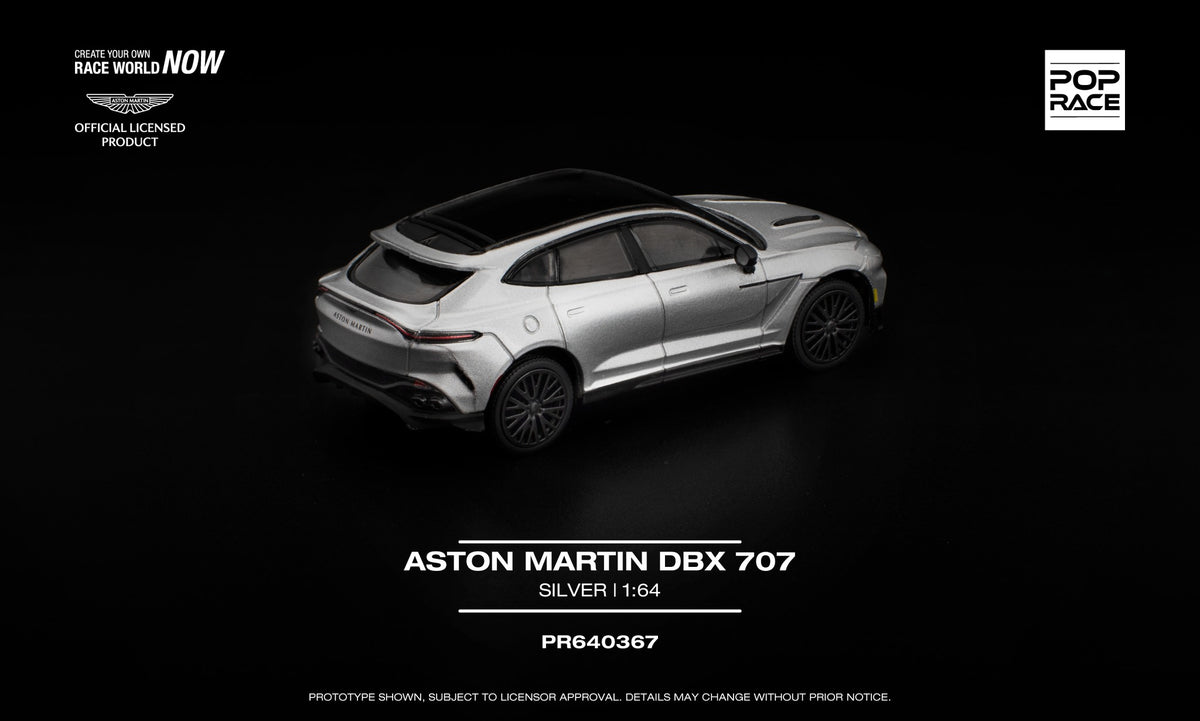 POP Race Aston Martin DBX 707 silver diecast model 1:64. Back