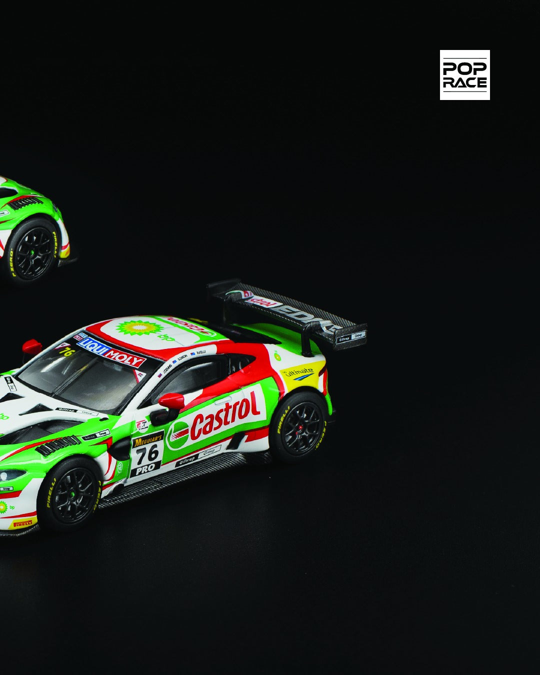 1:64 scale POP Race Aston Martin Vantage GT3 Bathurst 12 Hour 2020 die-cast model – detailed livery and racing aero parts. Extended image right