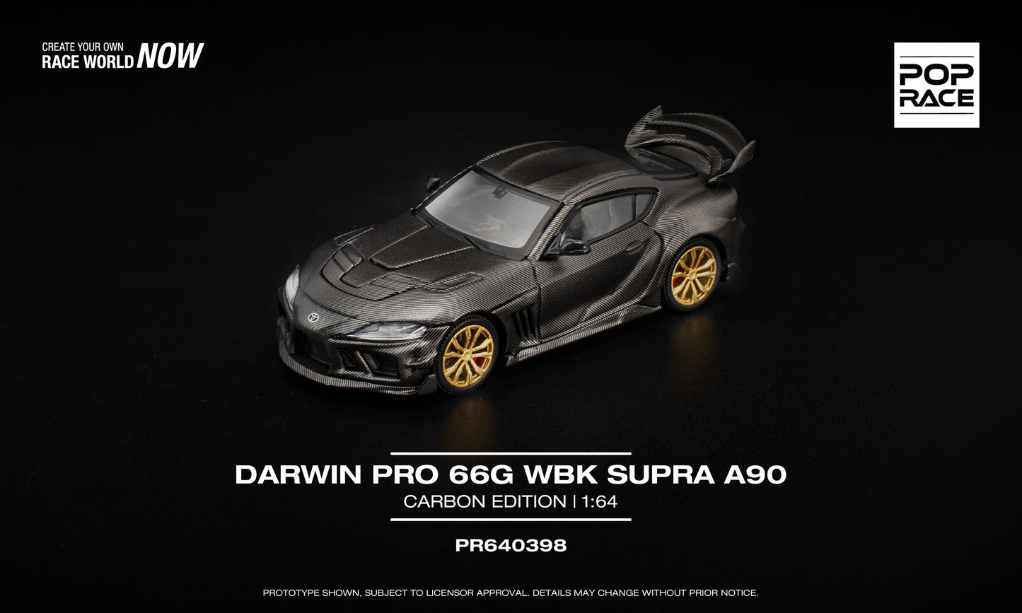 POP Race Darwin Pro 66G WBK Supra A90 Carbon Edition 1:64 diecast. Front