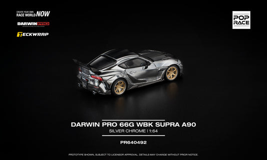 POP Race Darwin Pro 66G WBK Supra A90 Silver Chrome 1:64 diecast tuner car. Back