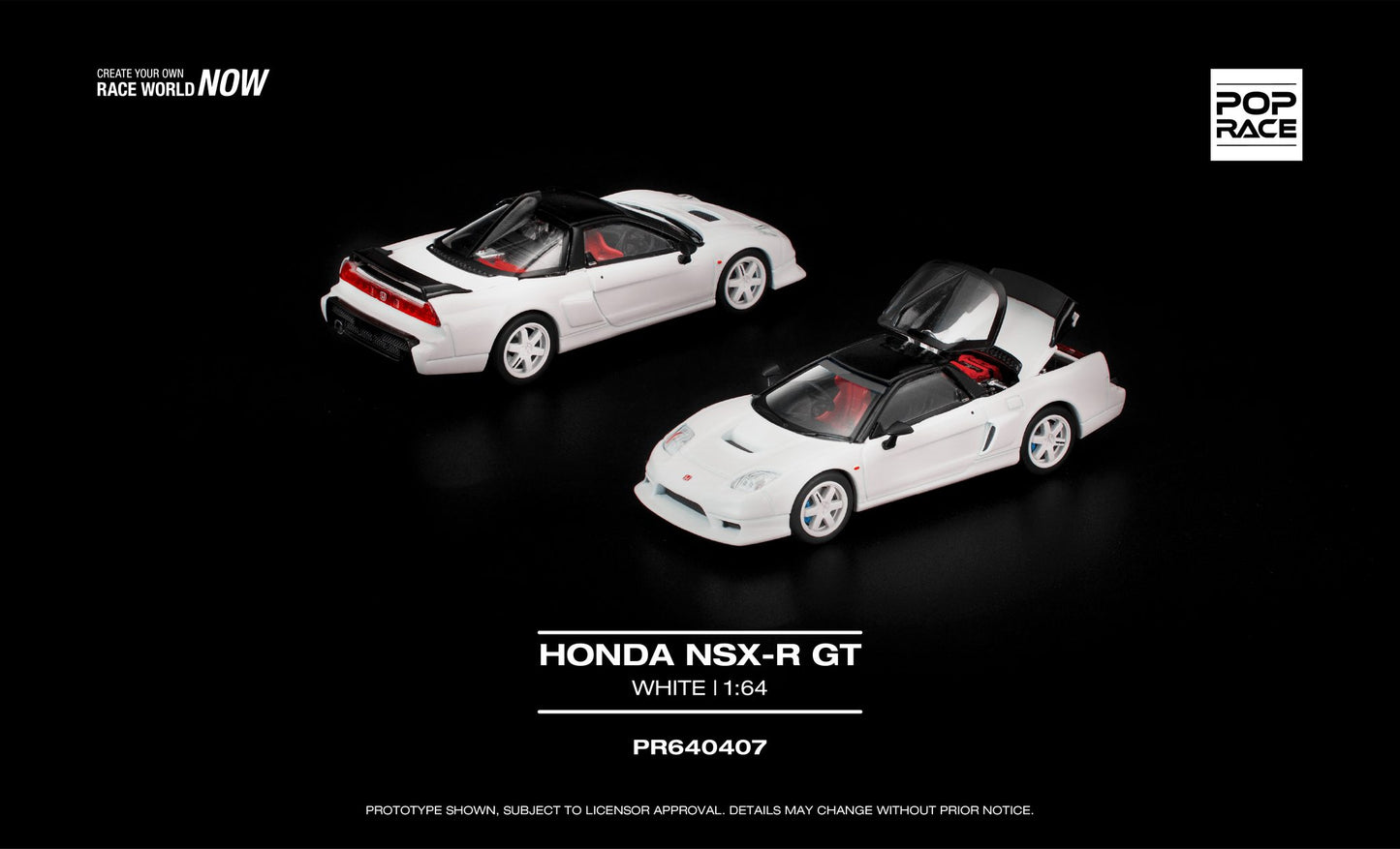 POP Race Honda NSX-R GT Championship White opening rear hatches detailed engine diecast 1:64