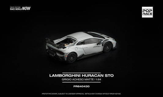 POP Race Lamborghini Huracan STO matte grey removable cover engine detail 1:64. Back