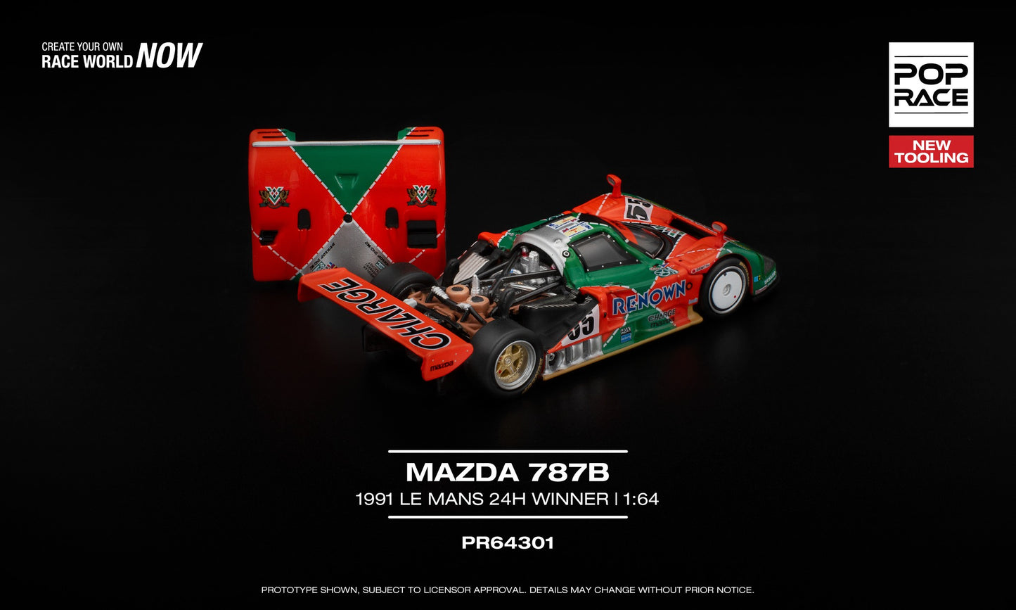 POP Race Mazda 787B 1991 Le Mans 24H Winner Renown livery 1:64 scale model car. Engine bay