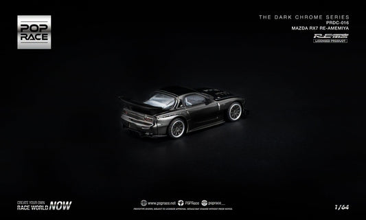 POP Race Mazda RX-7 FD3S RE-Amemiya Dark Chrome Series with opening hood.