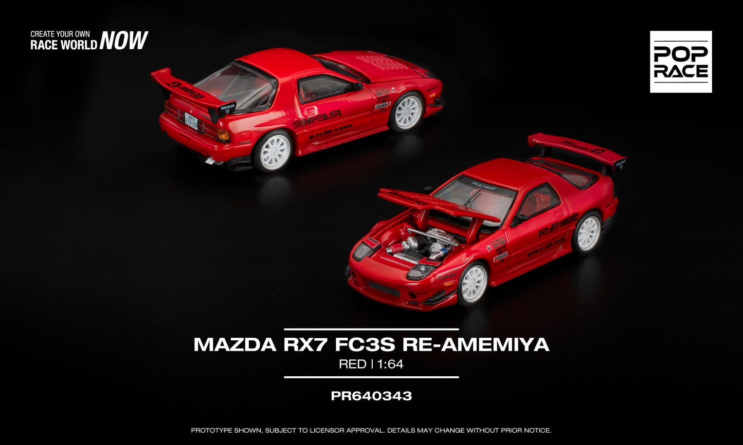 POP Race Mazda RX-7 FC3S RE-Amemiya Red 1:64 diecast model