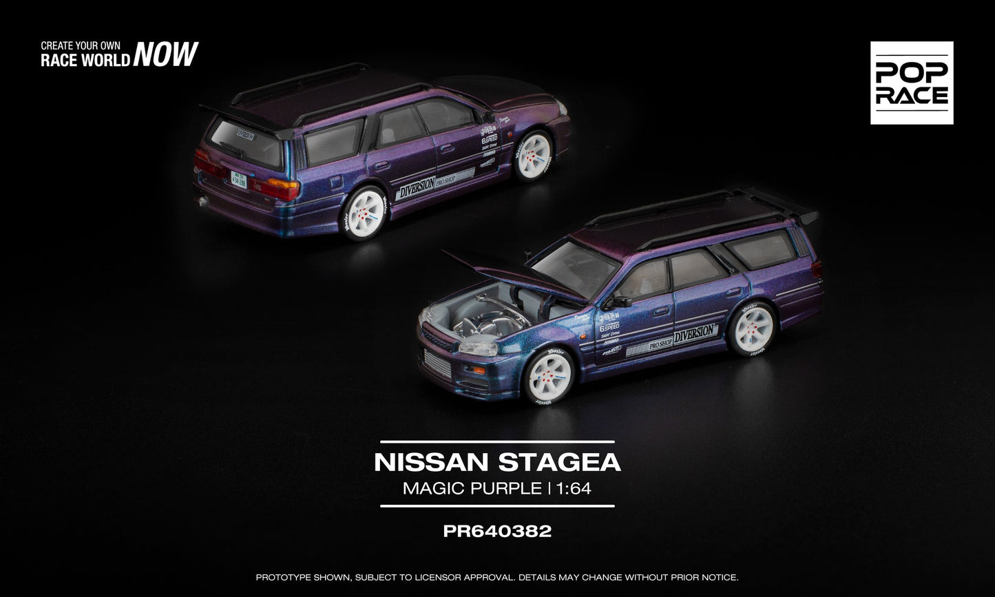 POP Race Nissan Stagea Magic Purple 1:64 diecast wagon