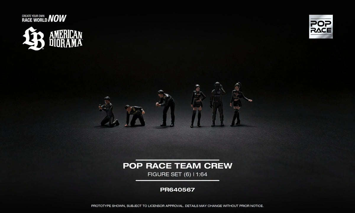 POP RACE Team Crew with six metal figures.