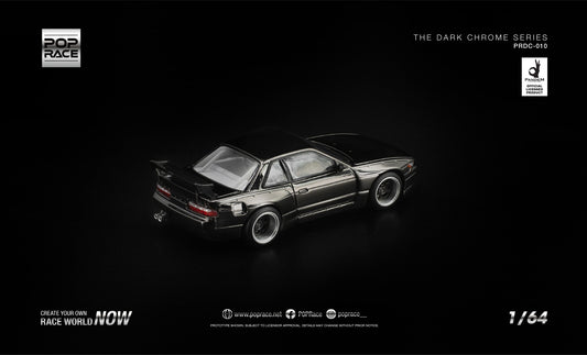 POP Race Pandem S13 dark chrome opening hood engine detail 1:64. Back