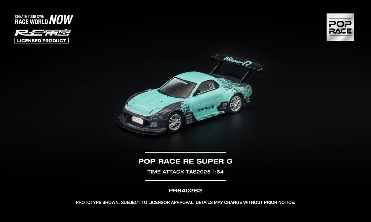 POP RACE RE Super G Time Attack TAS 2025 with opening hood and detailed engine.