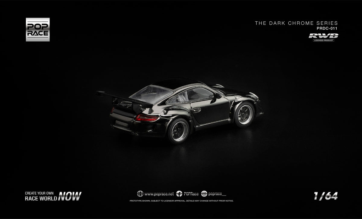 POP Race RWB 997 dark chrome 1:64 diecast model. Back