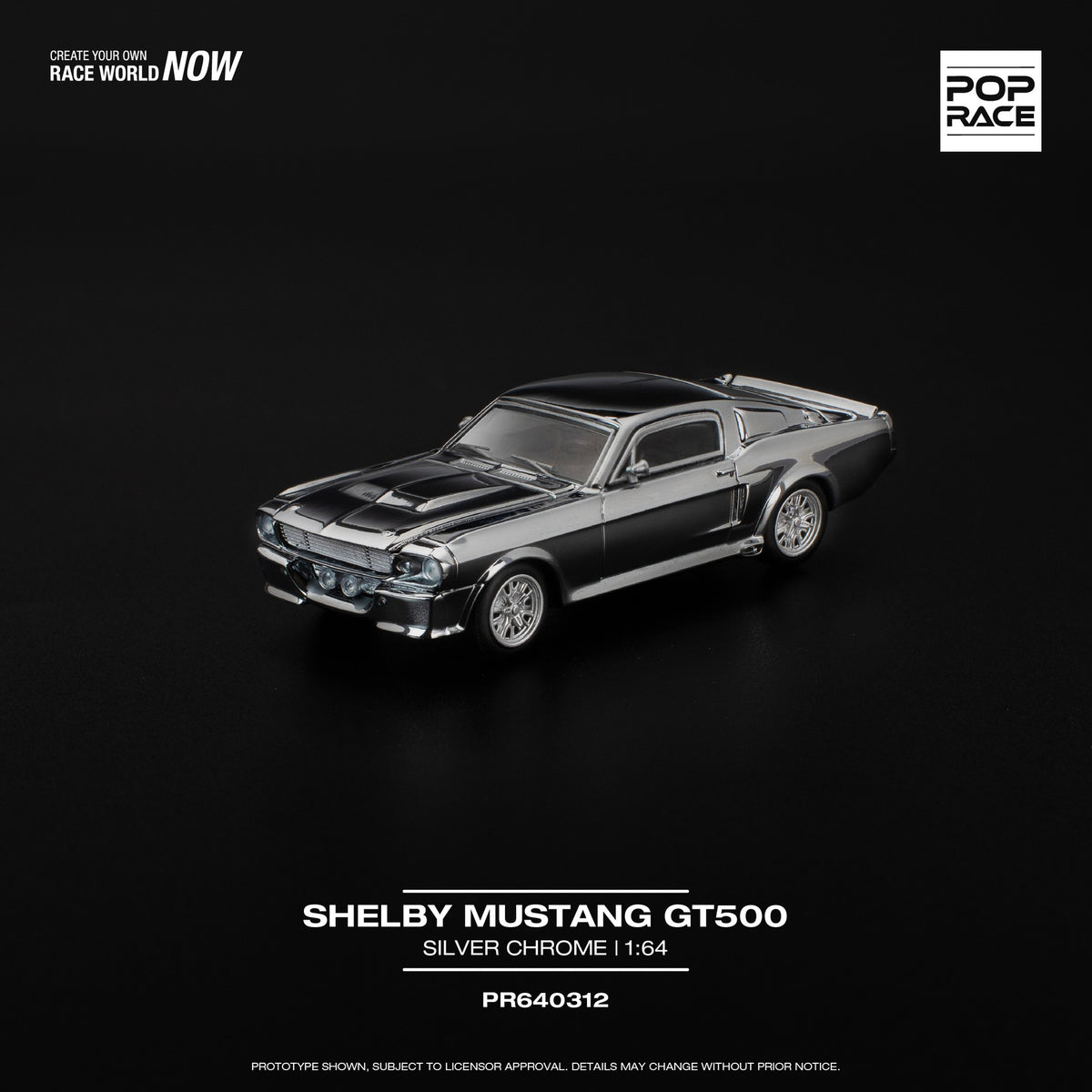 (Pre-Order) POP Race - Shelby Mustang GT500 Silver Chrome
