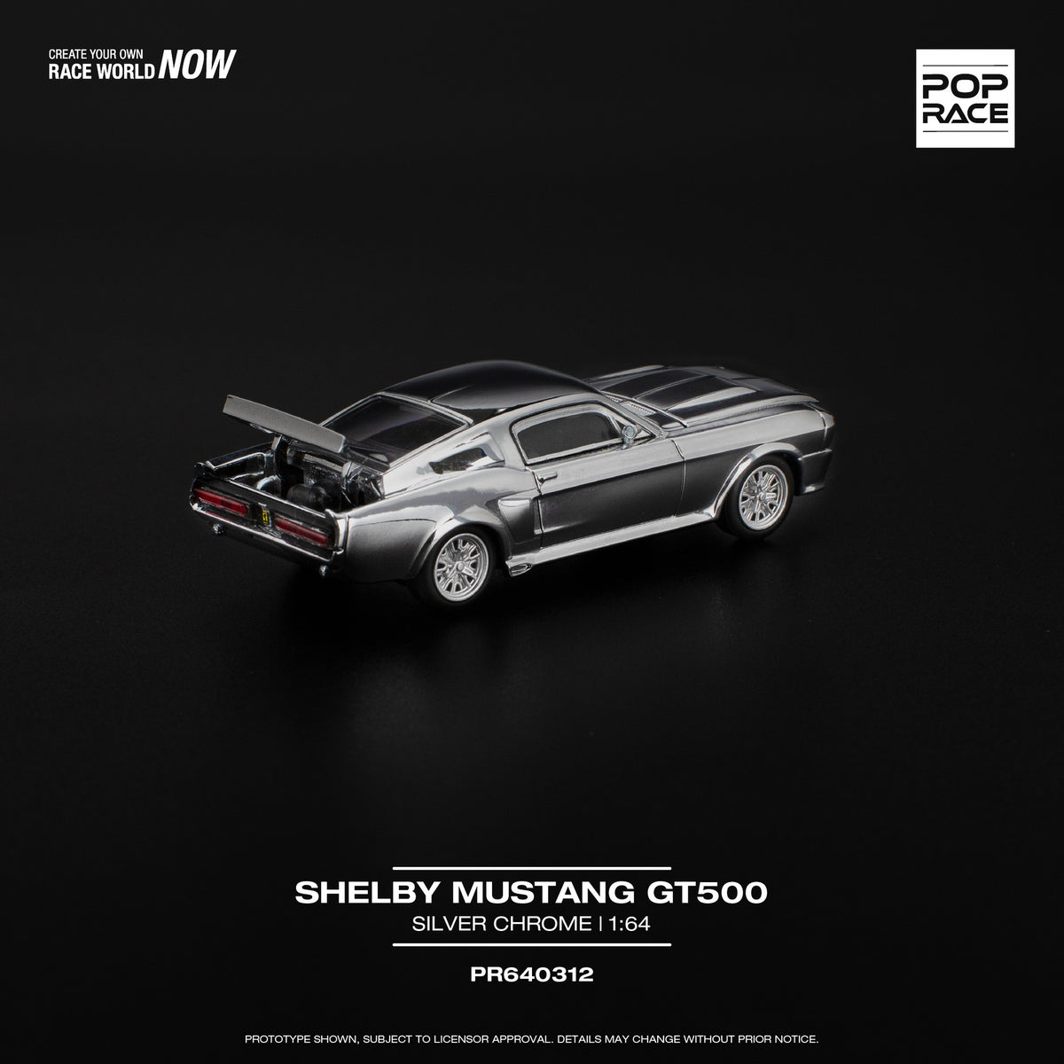 (Pre-Order) POP Race - Shelby Mustang GT500 Silver Chrome