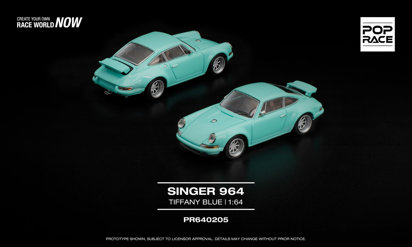 POP Race Singer 964 Tiffany Blue 1:64 diecast model car