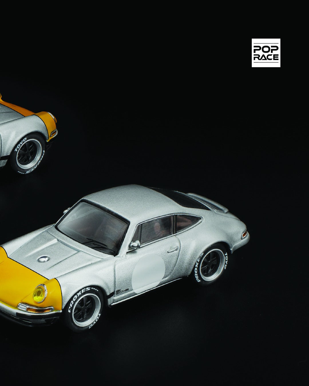 POP Race Singer SCCS Homage 1:64 scale model with custom wide-body and classic Porsche lines. Right