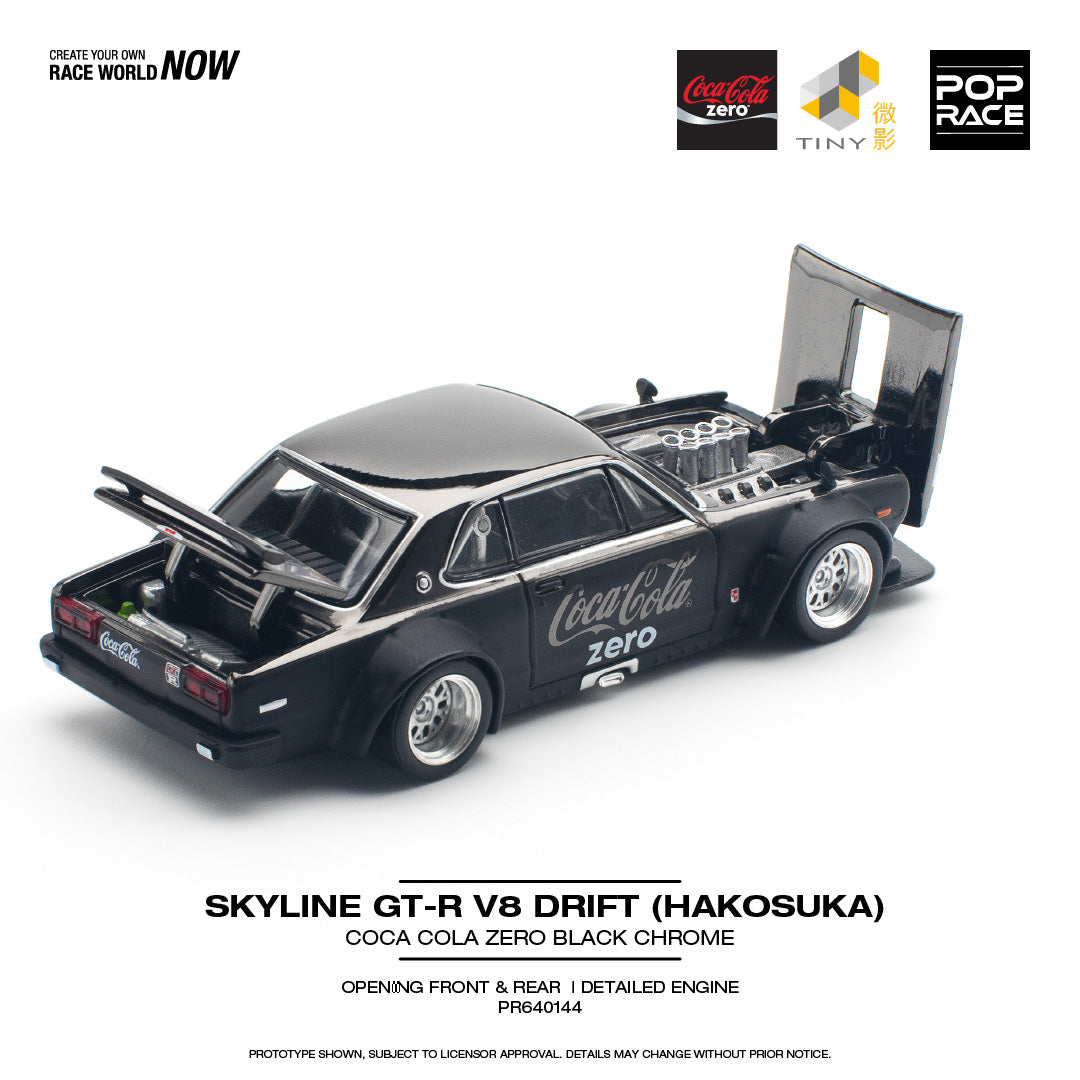 (Pre-Order) POP Race - Skyline GT-R V8 Drift (Hakosuka) Coca Cola Zero Black Chrome