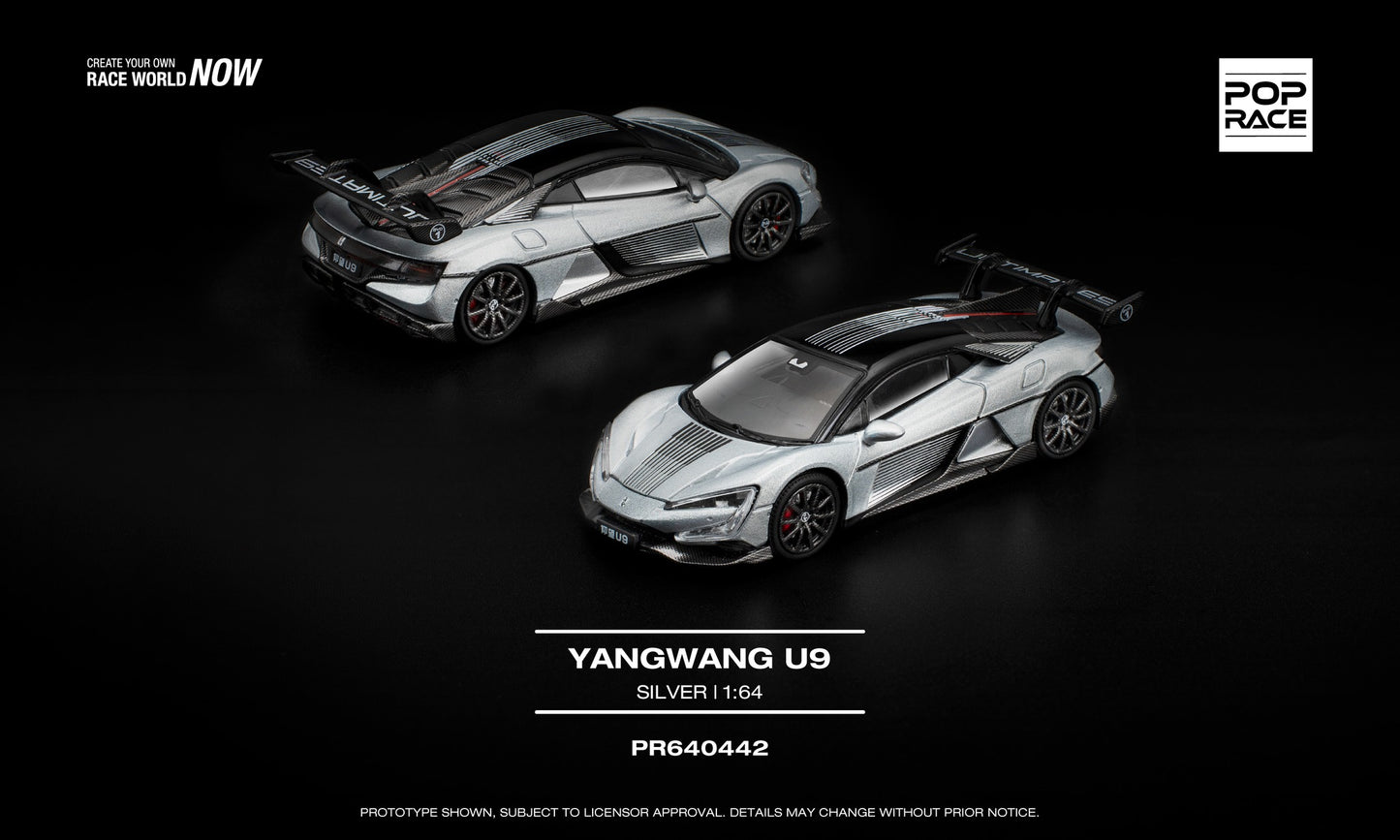 POP Race 1:64 Yangwang U9 Silver diecast car collectible