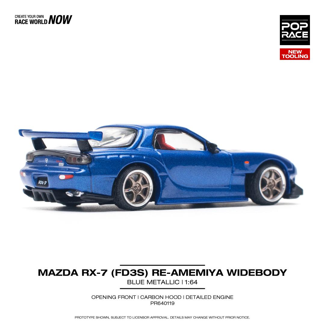 (Pre-Order) POP Race - Mazda RX-7 (FD3S) Re-Amemiya Widebody Blue Metallic