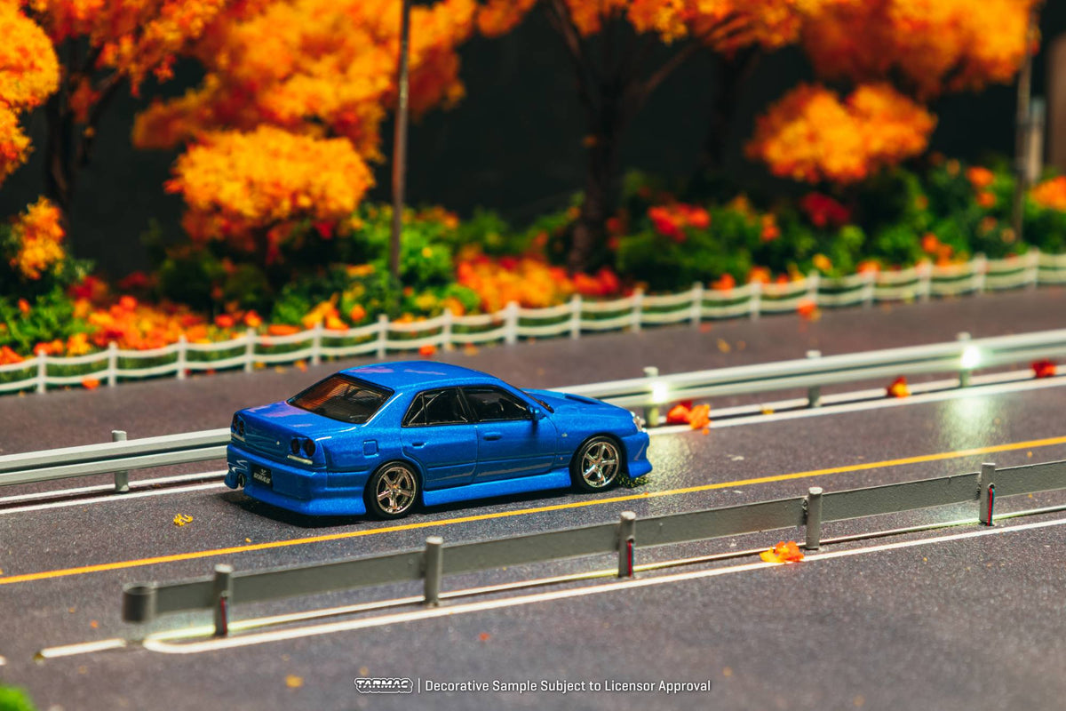 Tarmac Works 1:64 Nissan Skyline ER34 URAS blue new tooling drift diecast model. Back