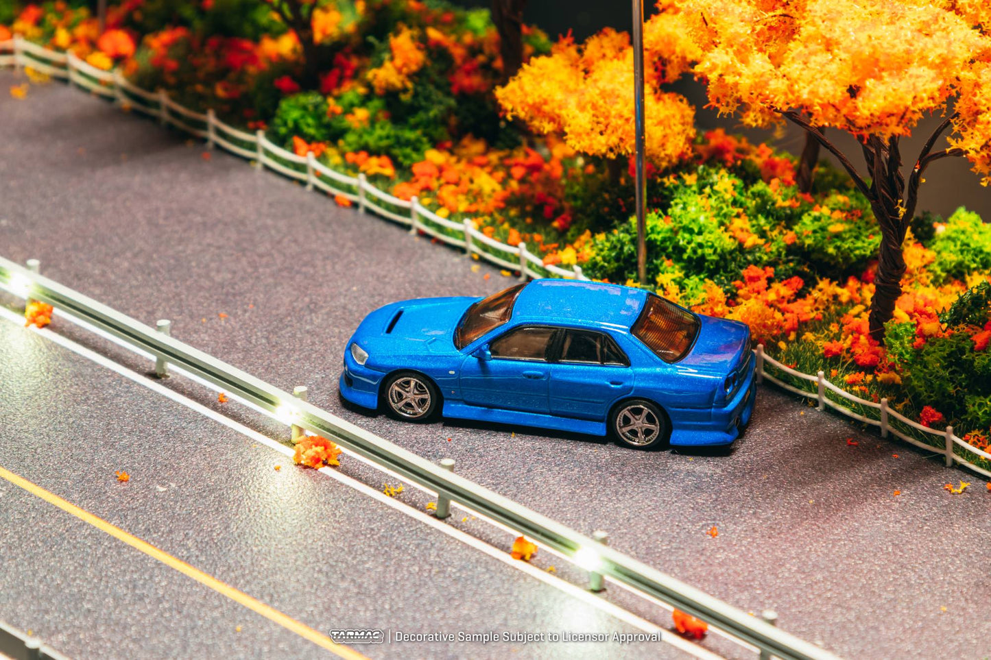 Tarmac Works 1:64 Nissan Skyline ER34 URAS blue new tooling drift diecast model. Side