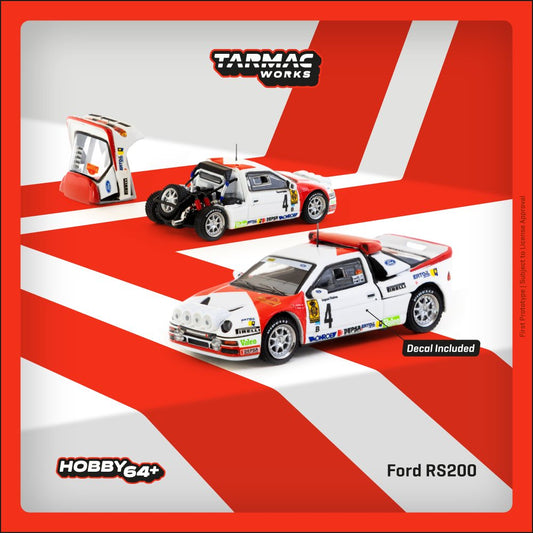 (Pre-Order) Tarmac Works - 1986 Ford RS200 #4 Antonio Zanini/Josep Autet Rallye Catalunya