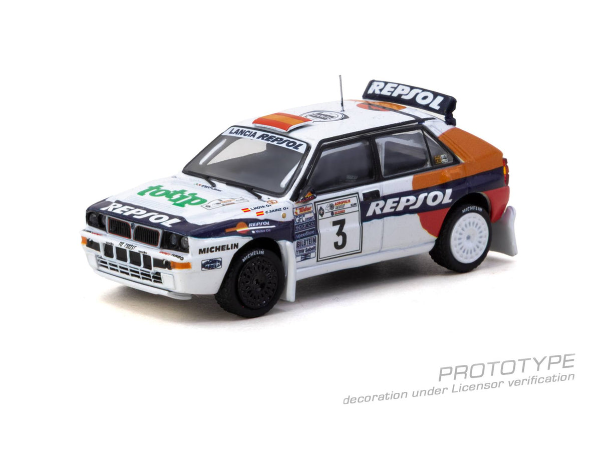 Tarmac Works 1:64 Lancia Delta HF Integrale 1993 Acropolis Rally Carlos Sainz white rally diecast model