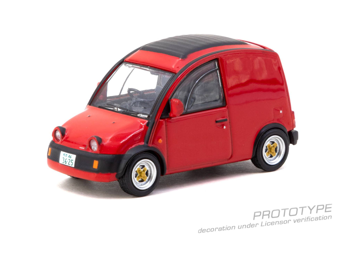 Tarmac Works 1:64 Nissan S Cargo 1995 red diecast model with movable rear door
