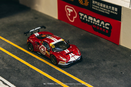 (Pre-Order) Tarmac Works - 2023 Ferrari 488 GT3 #52 Chen Weian Macau GT Cup FIA GT World Cup 2023 Harmony Racing