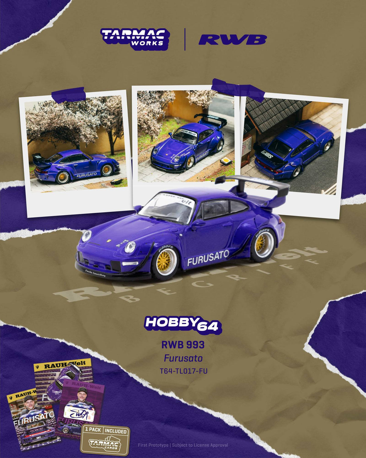 Tarmac Works 1:64 Porsche RWB 993 Furusato widebody air cooled Porsche diecast model