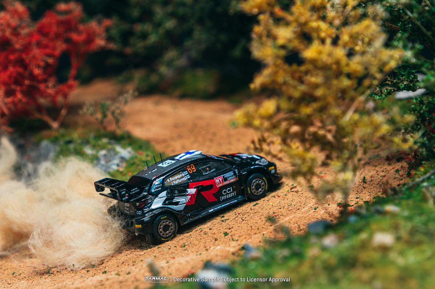 1:64 Tarmac Works Toyota GR Yaris Rally1 Hybrid 2024 Rally Latvia Winner – WRC die-cast model with display base. Side