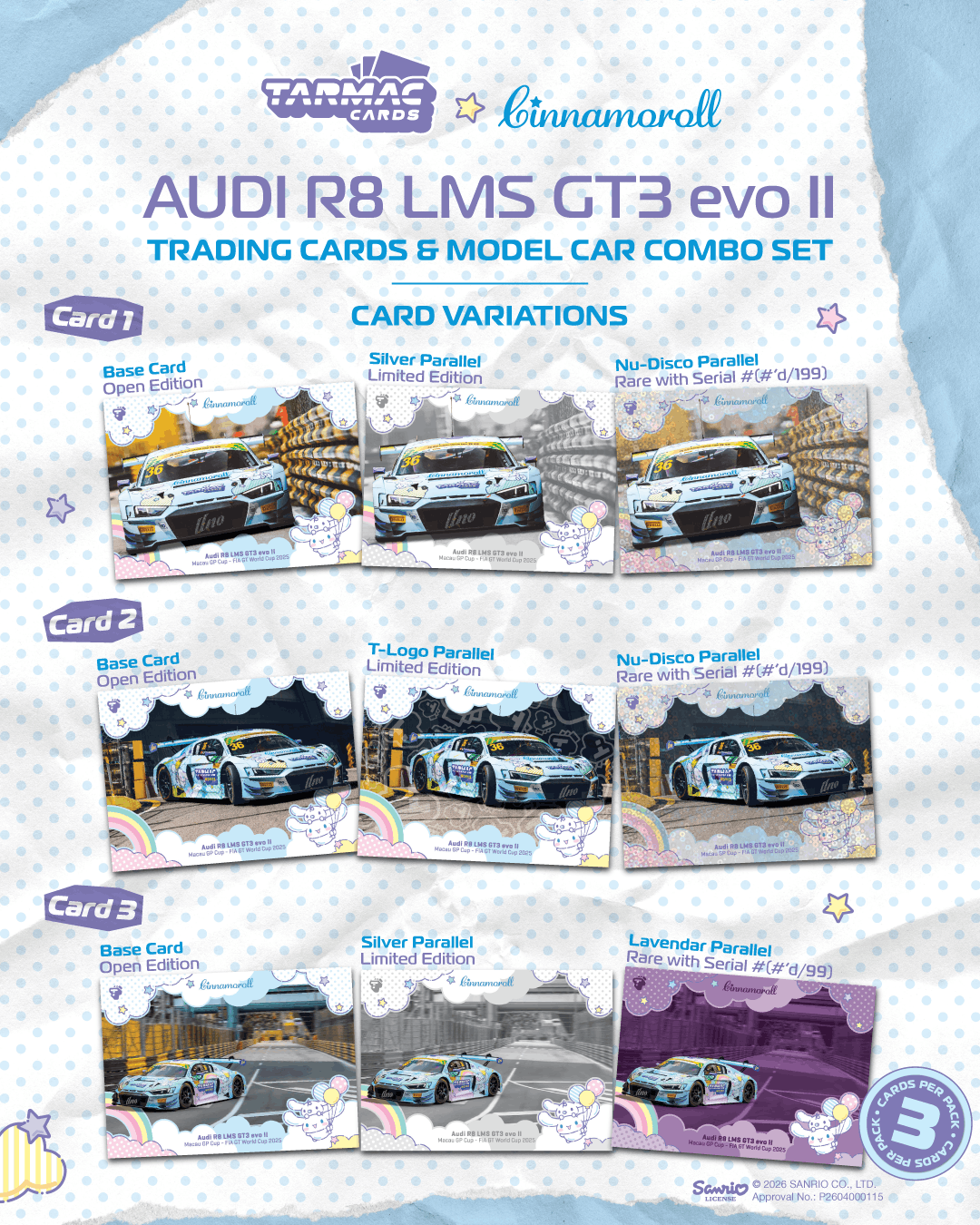 Tarmac Works Audi R8 LMS GT3 EVO II #36 Macau GT diorama set 1:64. Cards