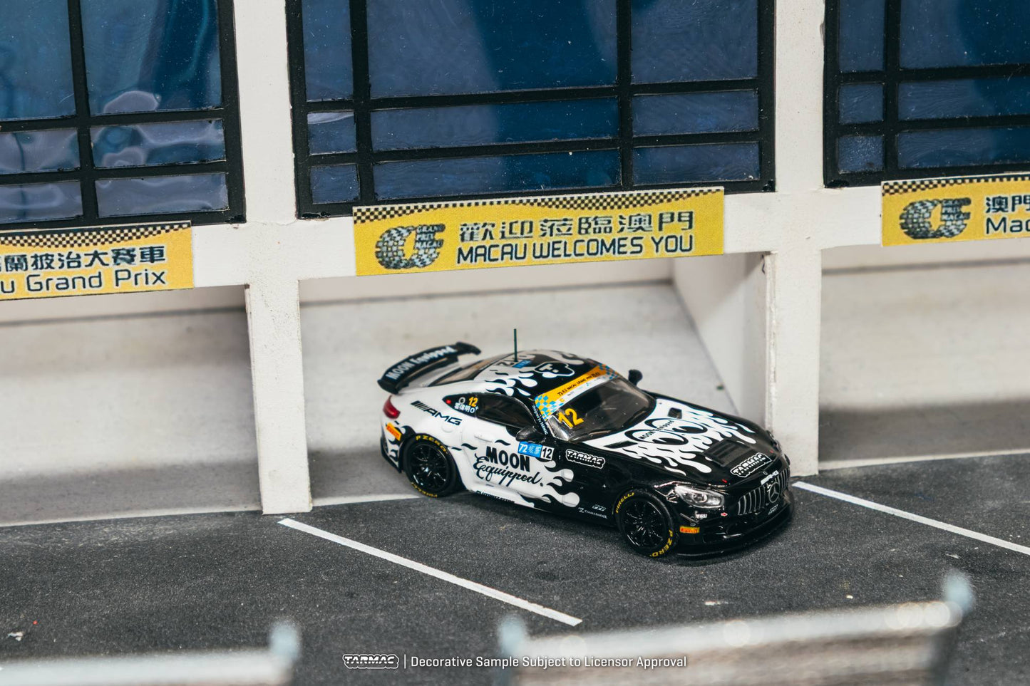 Tarmac Works Mercedes AMG GT GT4 #12 GT Cup Macau 1:64 diecast. Front