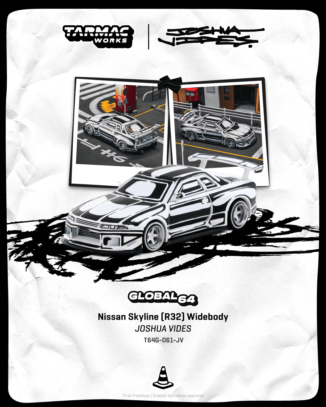 Tarmac Works Global64 2026 Nissan Skyline GT-R R32 designed by Joshua Vides in 1:64 scale